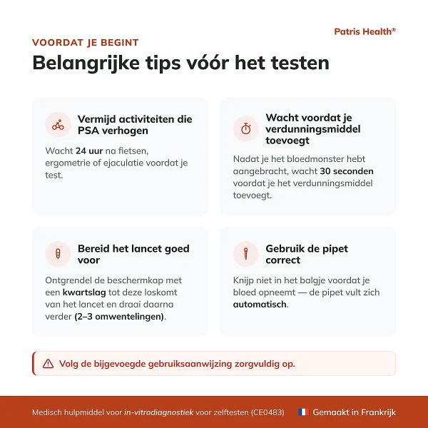 Patris Health PSA Zelftest – belangrijke tips vóór het testen