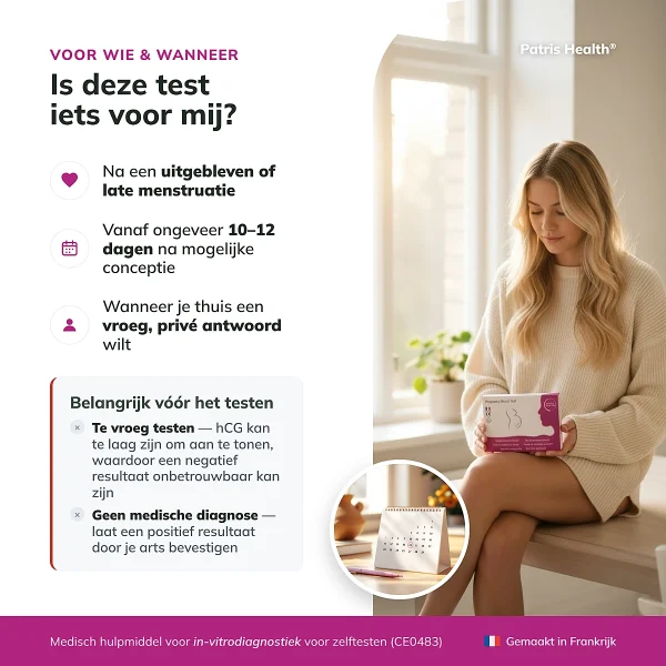 Vergelijking van hCG-detectie in bloed en urine met de Patris Health Zwangerschaps-bloedtest