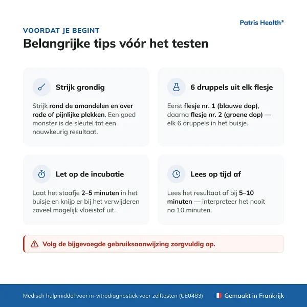 Belangrijke tips voor het correct uitvoeren van de Strep A-thuistest