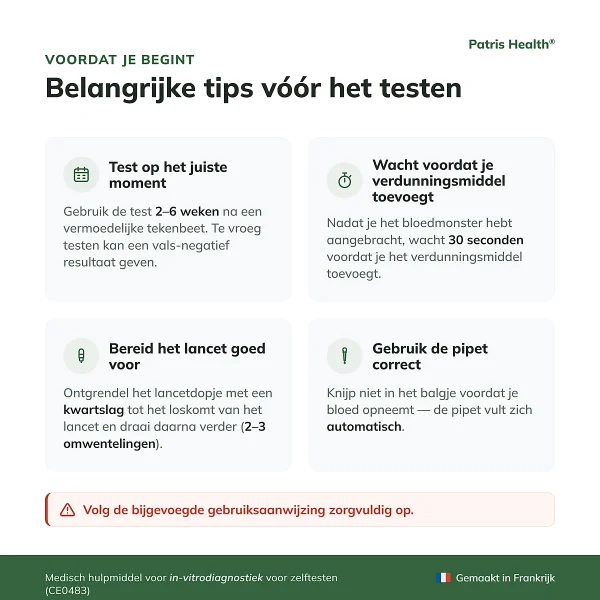 Belangrijke tips voor het correct uitvoeren van de Lyme-zelftest