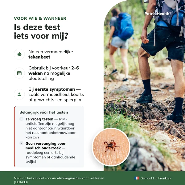 Lyme-test gebruiken twee tot zes weken na een vermoedelijke tekenbeet