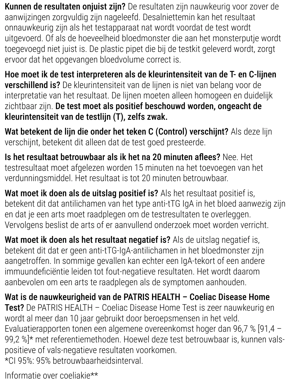 Gebruiksaanwijzing van de Coeliakie Zelftest van Patris Health – over de test, vragen en antwoorden (deel 2)